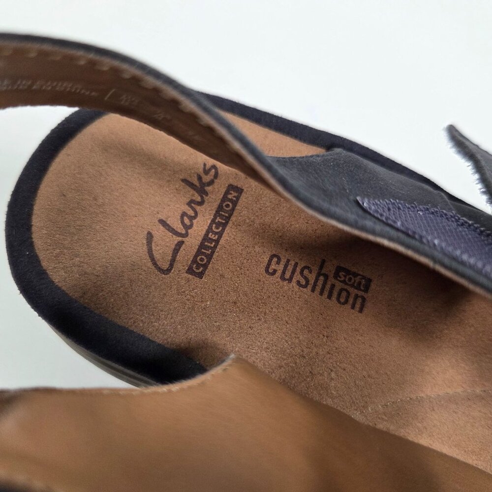 Clarks Collection Reedly Juno Wedge Sandals Black Women's Size 8 Comfort Cushion - Picture 6 of 7